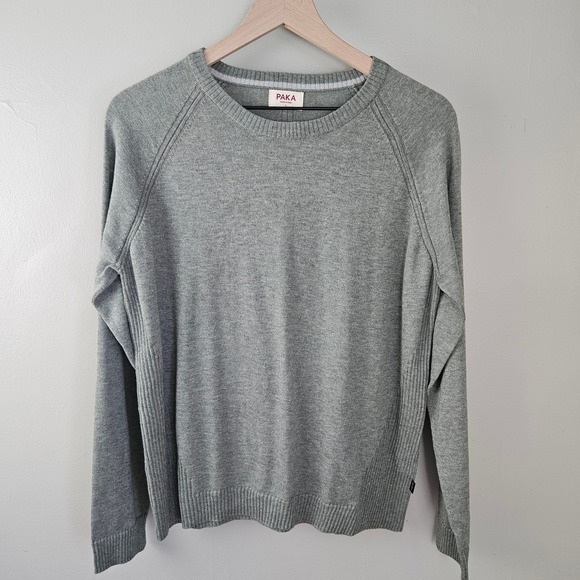 Paka Ultralight Crew Neck Sweater Sz L Lichen Green Pullover - Picture 3 of 11